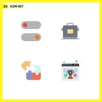 Set of 4 Modern UI Icons Symbols Signs for control logic cooker hotel square Editable Vector Design Elements