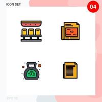 Modern Set of 4 Filledline Flat Colors and symbols such as seats duty travel paper money Editable Vector Design Elements