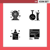 paquete de iconos de vector de stock de 4 signos y símbolos de línea para elementos de diseño de vector editables de recepción de laboratorio de juego de marketing de ruedas