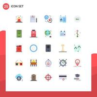 User Interface Pack of 25 Basic Flat Colors of travel menu pencil hotel love Editable Vector Design Elements