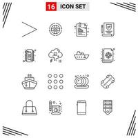 Outline Pack of 16 Universal Symbols of electronic policy attachment paper pin Editable Vector Design Elements