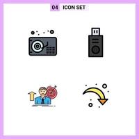 conjunto de 4 iconos modernos de la interfaz de usuario signos de símbolos para el audio lograr el éxito del disco actualizar elementos de diseño vectorial editables vector