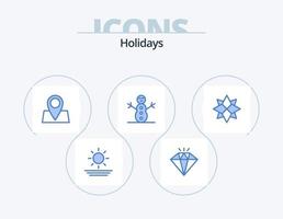 paquete de iconos azul de vacaciones 5 diseño de iconos. . Navidad. mapa. invierno. decoración vector