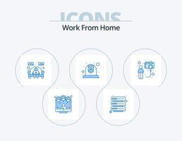 Work From Home Blue Icon Pack 5 Icon Design. camera. communication. sofa. webcam. camera vector