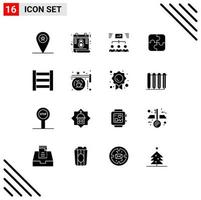 Modern Set of 16 Solid Glyphs and symbols such as board teamwork group strategy puzzle Editable Vector Design Elements