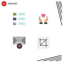 Set of 4 Modern UI Icons Symbols Signs for design message listing love crop Editable Vector Design Elements