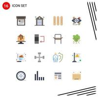 Modern Set of 16 Flat Colors Pictograph of birthday tools fall sketch designer Editable Pack of Creative Vector Design Elements