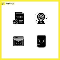 Editable Vector Line Pack of Simple Solid Glyphs of document pin config geo display Editable Vector Design Elements