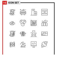 16 Universal Outline Signs Symbols of celebration layout building image collage Editable Vector Design Elements