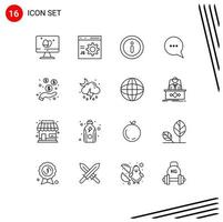 Stock Vector Icon Pack of 16 Line Signs and Symbols for money dollar programming message chat Editable Vector Design Elements