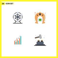 Pack of 4 Modern Flat Icons Signs and Symbols for Web Print Media such as ferris business day horseshoe marketing Editable Vector Design Elements