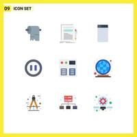 Group of 9 Flat Colors Signs and Symbols for earth pay machine online pause Editable Vector Design Elements