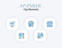 City Elements Blue Icon Pack 5 Icon Design. night. club. direction. thailand. stall vector