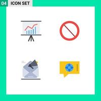 Set of 4 Vector Flat Icons on Grid for lecture campaign presentation prohibited marketing Editable Vector Design Elements