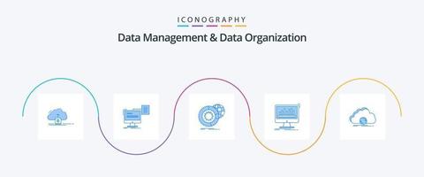 paquete de iconos azul 5 de administración y organización de datos que incluye tablero. analítica. CV. servicios. análisis vector