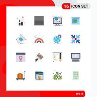 Set of 16 Modern UI Icons Symbols Signs for global law graph domain copyright Editable Pack of Creative Vector Design Elements