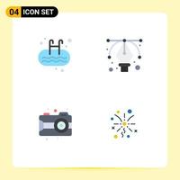 Mobile Interface Flat Icon Set of 4 Pictograms of gym arts sport graphic camera Editable Vector Design Elements