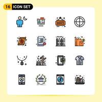 Set of 16 Commercial Flat Color Filled Lines pack for military bulls eye dialog sign real Editable Creative Vector Design Elements