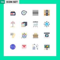 16 User Interface Flat Color Pack of modern Signs and Symbols of weather rain physics finance business Editable Pack of Creative Vector Design Elements