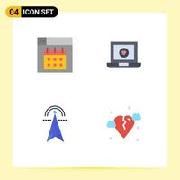 4 Universal Flat Icons Set for Web and Mobile Applications web electricity date heart tower Editable Vector Design Elements