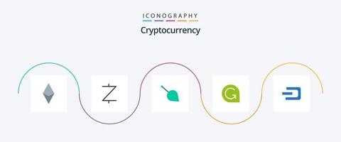 Cryptocurrency Flat 5 Icon Pack Including dash. crypto. siacoin. coin. currency vector