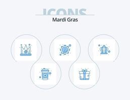 mardi gras blue icon pack 5 diseño de iconos. rey. corona. mejor. desfile. cuerpo vector