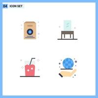4 Thematic Vector Flat Icons and Editable Symbols of milk ice chair seat summer Editable Vector Design Elements