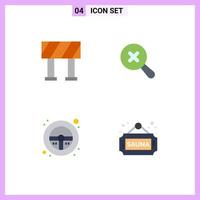 Group of 4 Flat Icons Signs and Symbols for block fitness search steering sign Editable Vector Design Elements