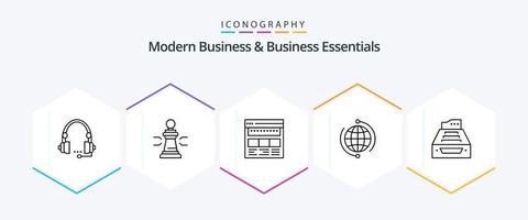 paquete de iconos de 25 líneas de negocios modernos y elementos esenciales de negocios, incluido corporativo. navegador. ventaja. sitio web. estrategia vector
