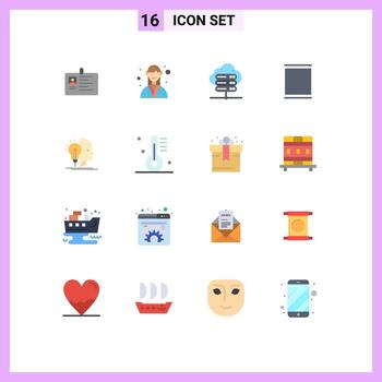 paquete de líneas vectoriales editables de 16 colores planos simples de conjuntos galería evento servidor conexión base de datos paquete editable de elementos creativos de diseño vectorial vector