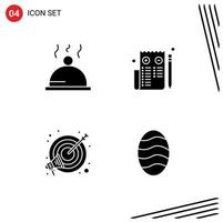 Universal Icon Symbols Group of 4 Modern Solid Glyphs of dish focus browser web baking Editable Vector Design Elements