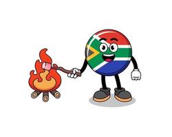 Illustration of south africa flag burning a marshmallow vector