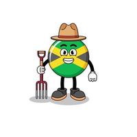 Cartoon mascot of jamaica flag farmer vector