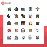 Universal Icon Symbols Group of 25 Modern Filled line Flat Colors of bulb mobile development check app Editable Vector Design Elements