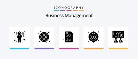 Business Management Glyph 5 Icon Pack Including . graph. grow. chart. target. Creative Icons Design vector