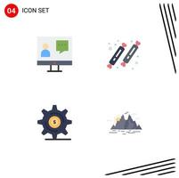 Set of 4 Commercial Flat Icons pack for communication sweet online food investment Editable Vector Design Elements