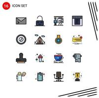 16 Thematic Vector Flat Color Filled Lines and Editable Symbols of medical tabs unlock dropdown businessman Editable Creative Vector Design Elements