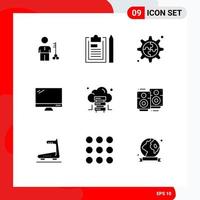 9 Creative Icons Modern Signs and Symbols of device computer document gear creative Editable Vector Design Elements