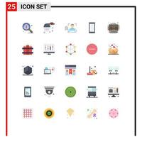 Pictogram Set of 25 Simple Flat Colors of iphone mobile finger smart phone scanning Editable Vector Design Elements