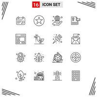 Modern Set of 16 Outlines Pictograph of action gravel hand expensive auction Editable Vector Design Elements