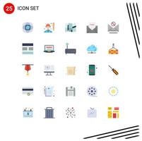 conjunto de 25 iconos modernos de la interfaz de usuario signos de símbolos para el mensaje de acción de gracias jugador carta lugar elementos de diseño vectorial editables vector