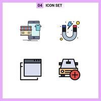 4 Creative Icons Modern Signs and Symbols of shopping study online learn windows Editable Vector Design Elements