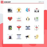 16 Universal Flat Colors Set for Web and Mobile Applications business heart global invesment like gas station Editable Pack of Creative Vector Design Elements