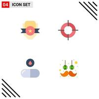 Pack of 4 Modern Flat Icons Signs and Symbols for Web Print Media such as badge drug shield location drop Editable Vector Design Elements