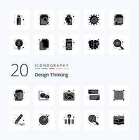 20 Design Thinking Solid Glyph icon Pack like view grid gallery message chat vector