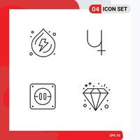 Set of 4 Modern UI Icons Symbols Signs for droop electricity power crypto diamond Editable Vector Design Elements