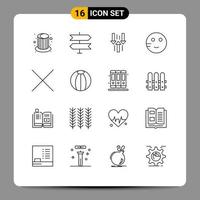 Outline Pack of 16 Universal Symbols of delete study down school embarrassed Editable Vector Design Elements