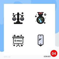 Filledline Flat Color Pack of 4 Universal Symbols of balance physics badge environment phone Editable Vector Design Elements