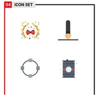 Stock Vector Icon Pack of 4 Line Signs and Symbols for bow drink brush circle can Editable Vector Design Elements