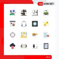 Set of 16 Modern UI Icons Symbols Signs for easel designing tourism shower cleaning Editable Pack of Creative Vector Design Elements